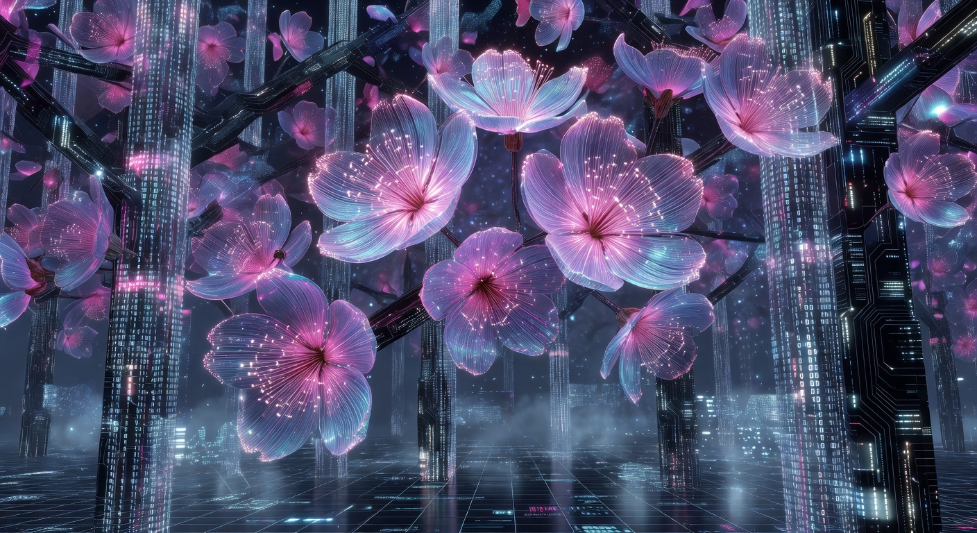 光ファイバーと桜