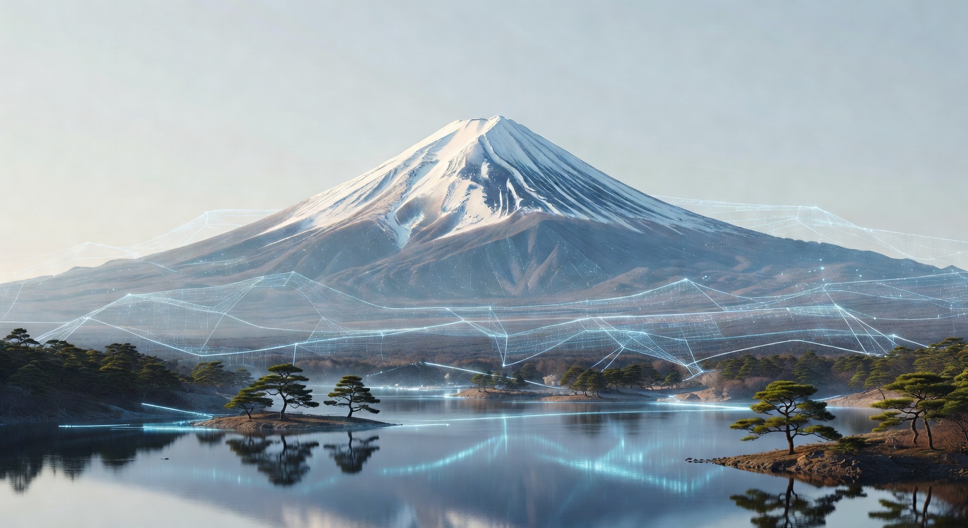 富士山とデジタルメッシュネットワーク